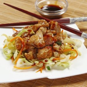 Diced Seasoned Pork Stir Fry with Chopsticks Food Picture