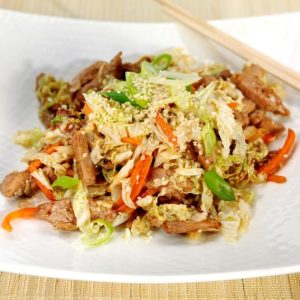 Fresh Made Pork Stir Fry on Plate Food Picture