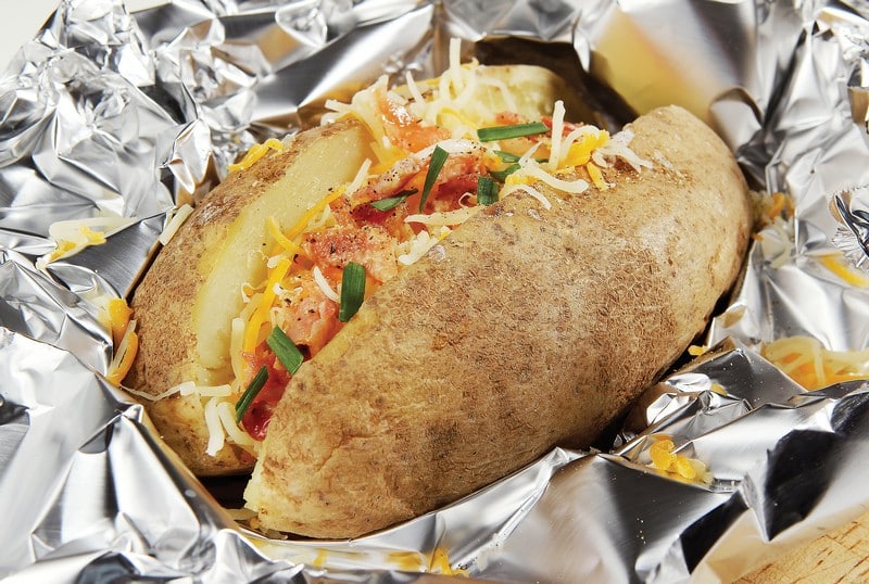 Loaded Baked Potato in Foil Food Picture