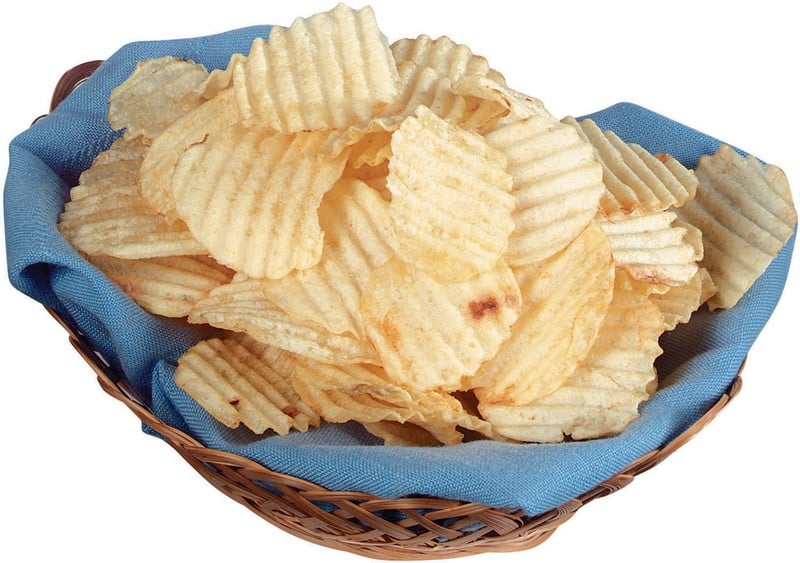 Wavy Potato Chips in a Basket Food Picture