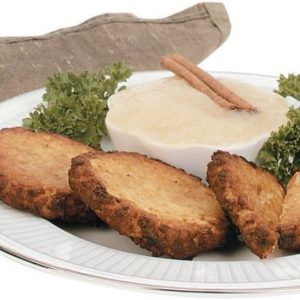 Potato Latkes on a Plate with Sauce Food Picture