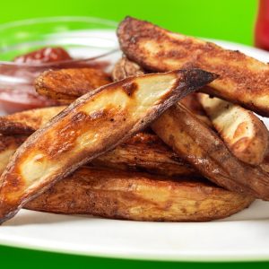 Plate of Potato Wedges with Ketchup Food Picture