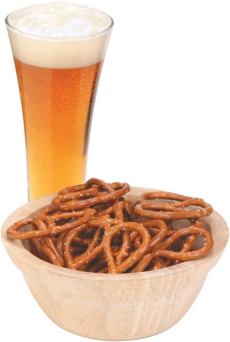 Pretzels in a Bowl with a Glass of Beer Food Picture