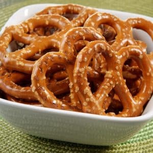 Bowl of Braided Pretzels on Table Food Picture