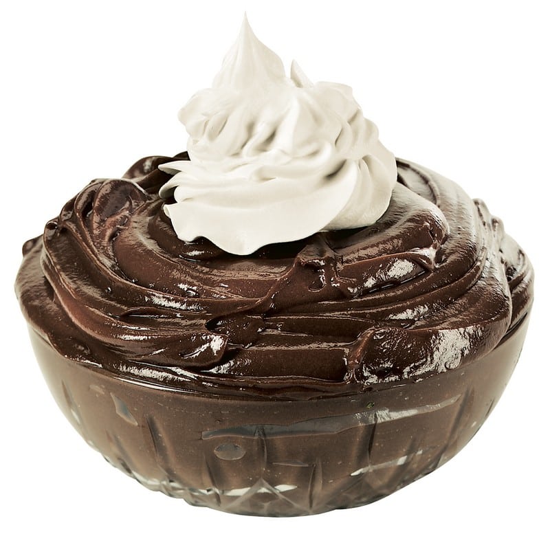 Chocolate Pudding in Clear Dish with Whipped Cream Food Picture