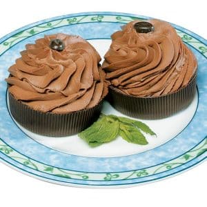 Chocolate Mousse Pudding with Garnish on Decorative Plate Food Picture