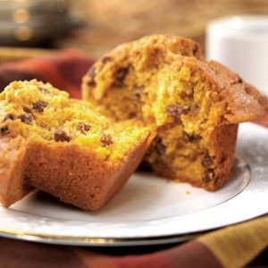 Pumpkin Raisin Muffins on a Plate Food Picture