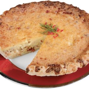 Fresh Quiche Lorraine with Slice Missing Food Picture