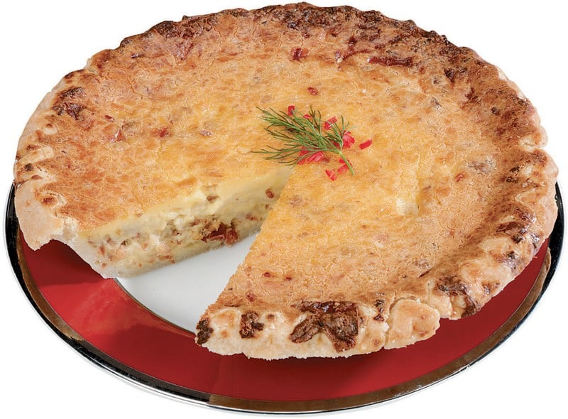 Fresh Quiche Lorraine with Slice Missing Food Picture