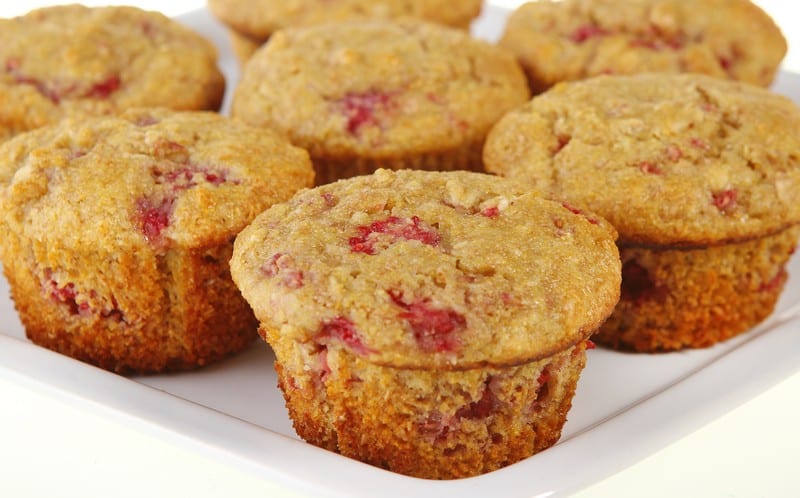 Raspberry Muffins on Plate Food Picture