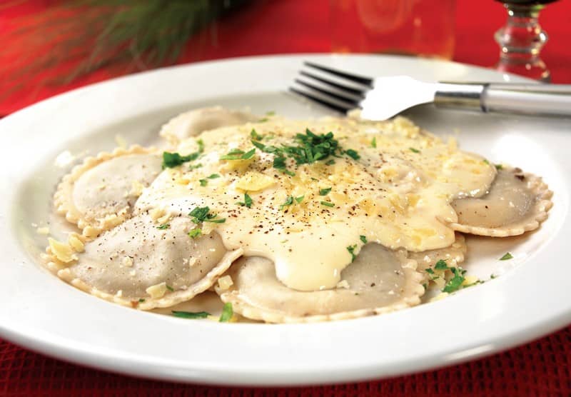 Ravioli Parm with Cream Sauce on a Plate Food Picture
