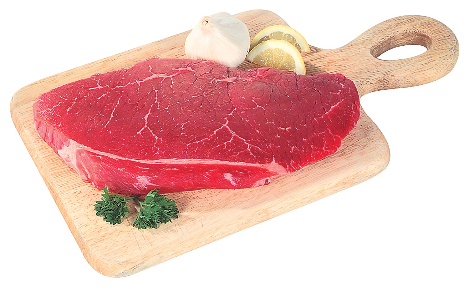 Raw Beef London Broil on a Wooden Board Food Picture