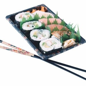 Raw Sushi with Chopsticks in Tray Food Picture