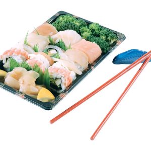 Raw Sushi in Tray with Red Chopsticks Food Picture