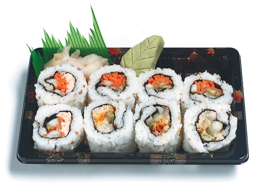 Raw Sushi in Take-Out Tray Food Picture