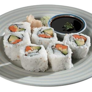 Raw Sushi on Gray Plate with Soy Sauce Food Picture