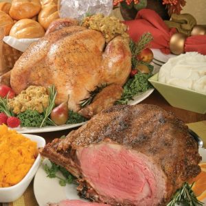 Holiday Feast with Roast Turkey and Rib Food Picture
