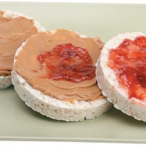 Rice Cakes on a Plate with Peanut Butter and Jelly Food Picture