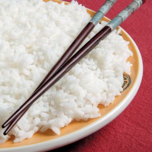 White Rice on Plate with Chopsticks Food Picture