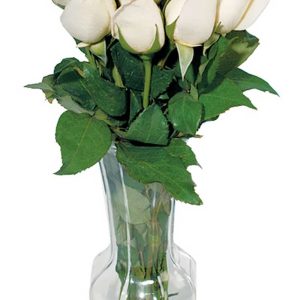 Clear Vase of White Roses Food Picture