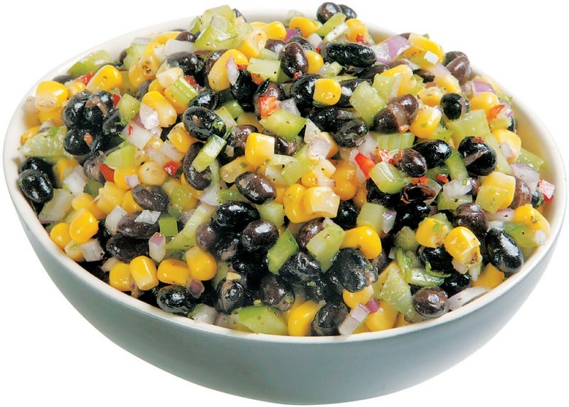 Black Bean and Corn Salad in Gray and White Bowl Food Picture