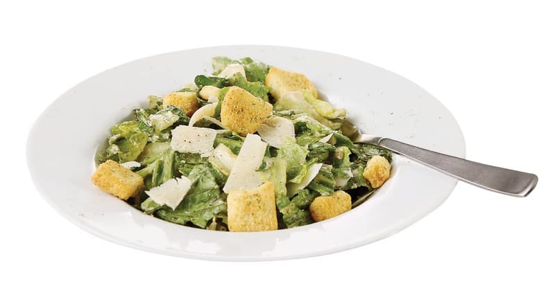 Caesar Salad in White Bowl with Fork Food Picture