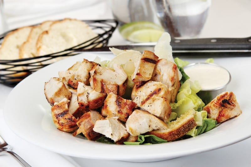 Chicken Caesar Salad in White Bowl Food Picture