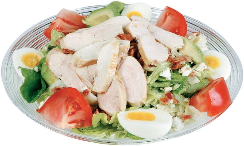Cobb Salad in Clear Ridged Bowl Food Picture