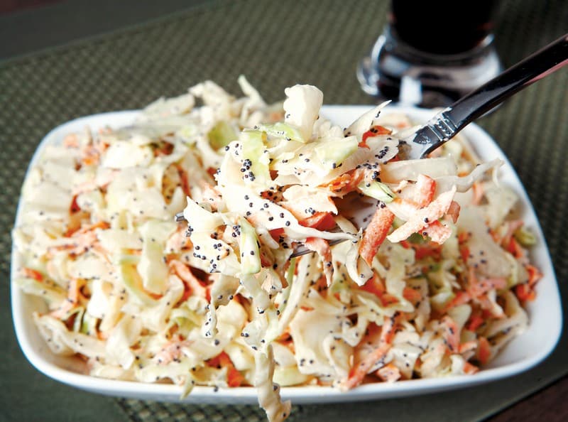 Coleslaw Salad in White Bowl Food Picture