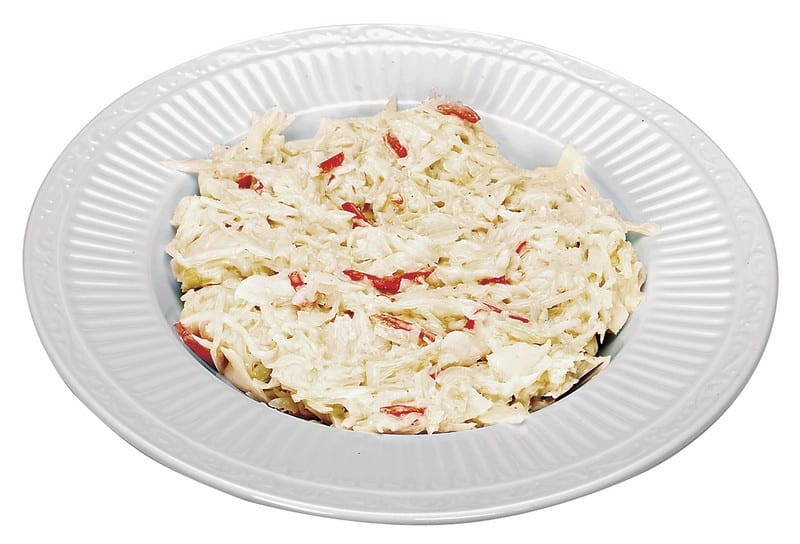 Coleslaw Salad in White Ridged Bowl Food Picture
