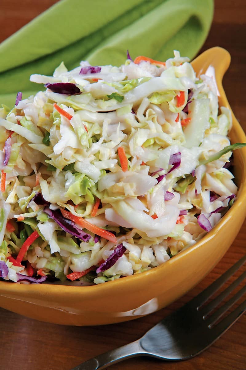 Coleslaw Salad in Yellow Bowl Food Picture