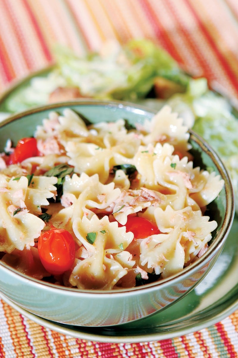 Bowtie Pasta Salad with Tuna in Bowl Food Picture