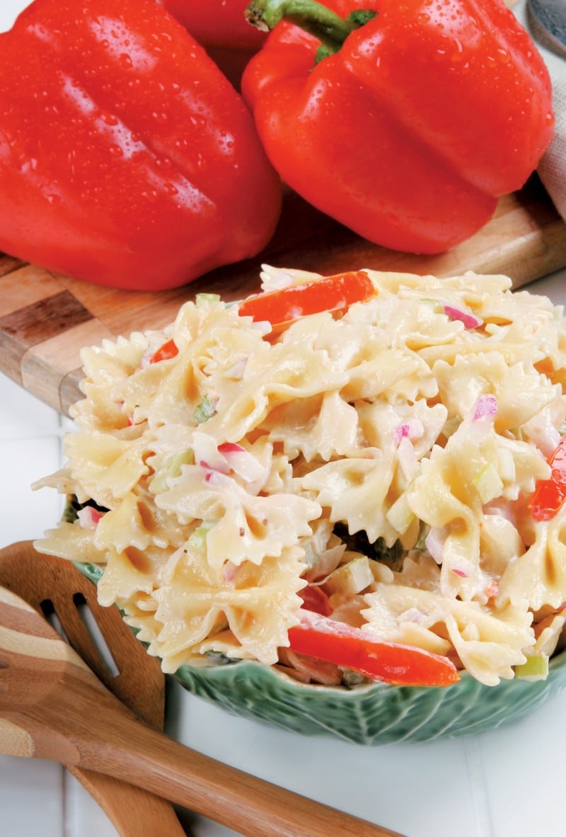 Pasta Salad with Peppers in Bowl Food Picture