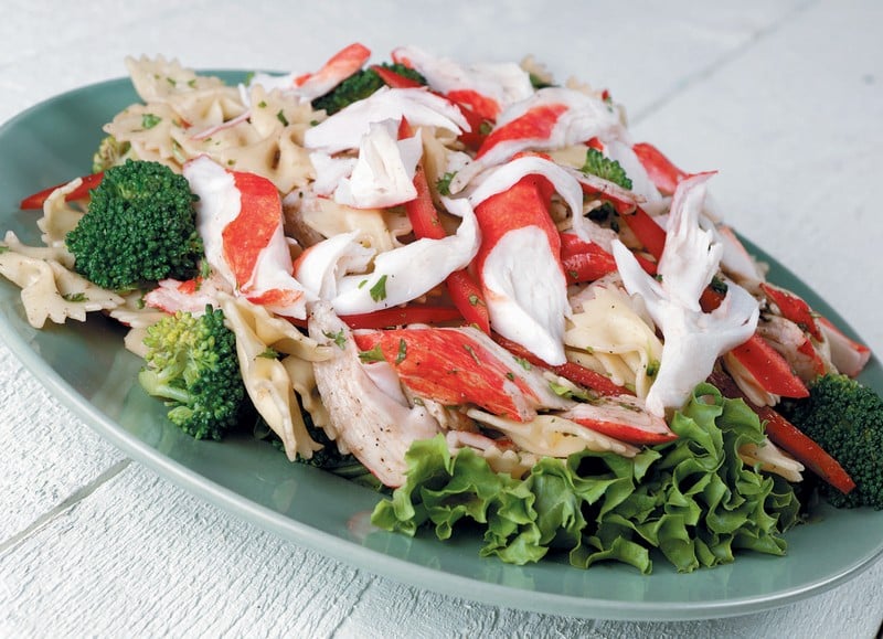 Seafood Pasta Salad on Plate Food Picture