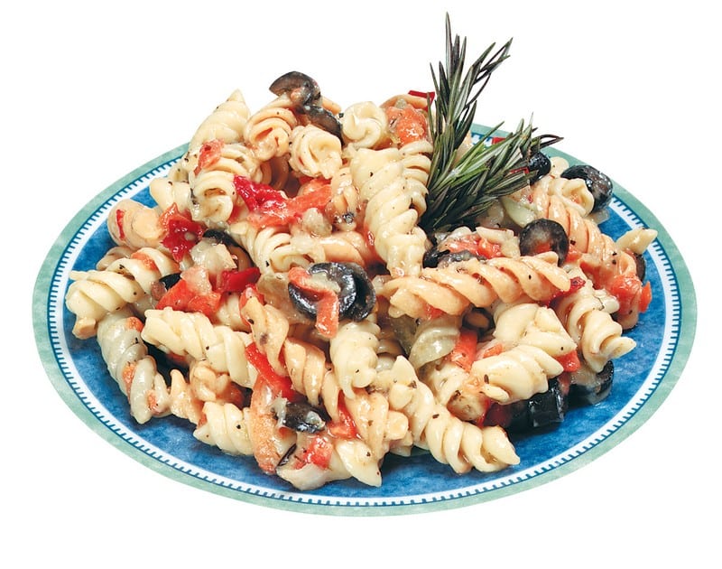 Tri-Color Pasta Salad on Decorative Plate with Garnish Food Picture