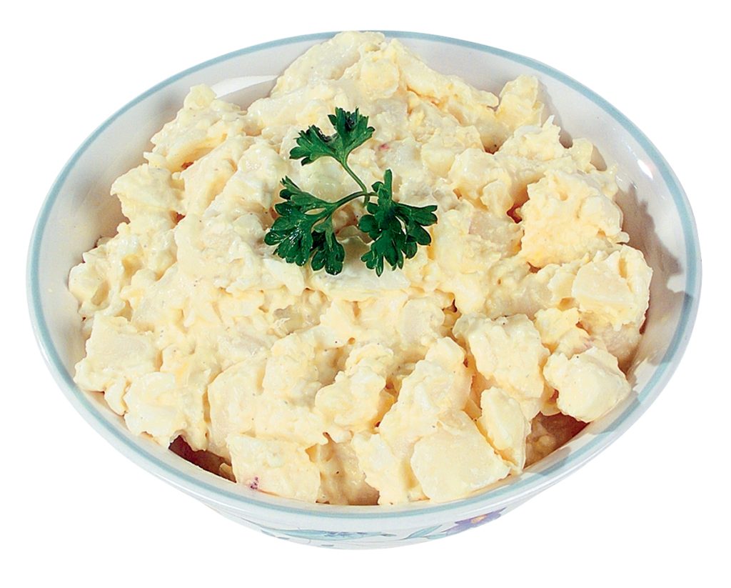 Potato Egg Salad with Garnish in White Dish Food Picture