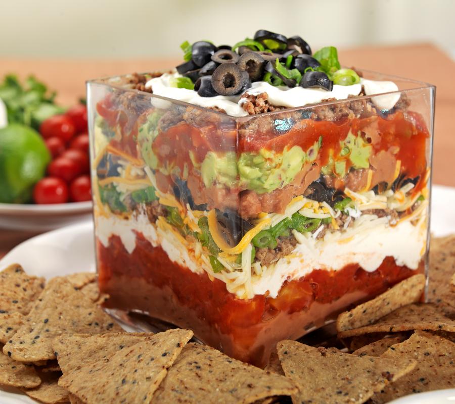 Seven Layer Taco Salad Dip With Tortilla Chips Food Picture
