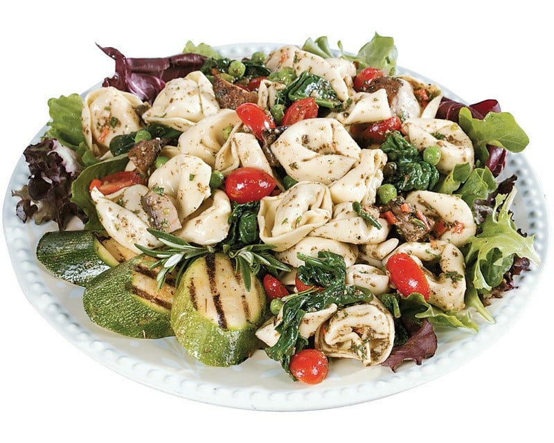 Tortellini Salad on White Plate Food Picture