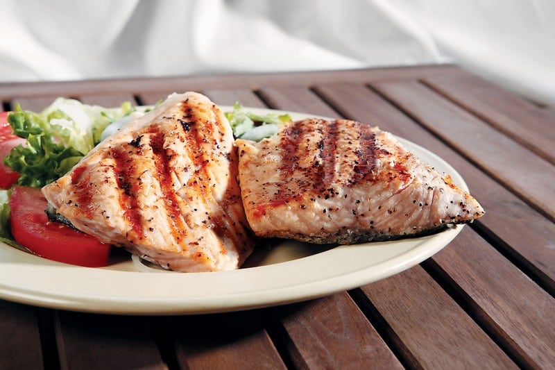 Grilled Salmon Fillet with Side Salad Food Picture