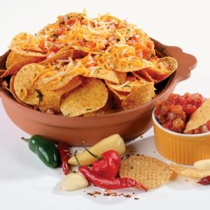 Chips in Brown Bowl and Salsa in Ramekin Food Picture