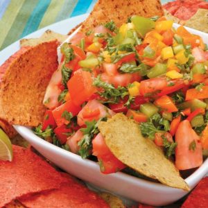 Chips and Salsa in White Dish Food Picture