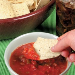 Chips and Salsa on Green Placemat Food Picture