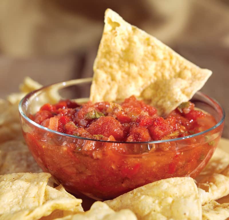 Tortilla Chips and Salsa in Clear Bowl Food Picture