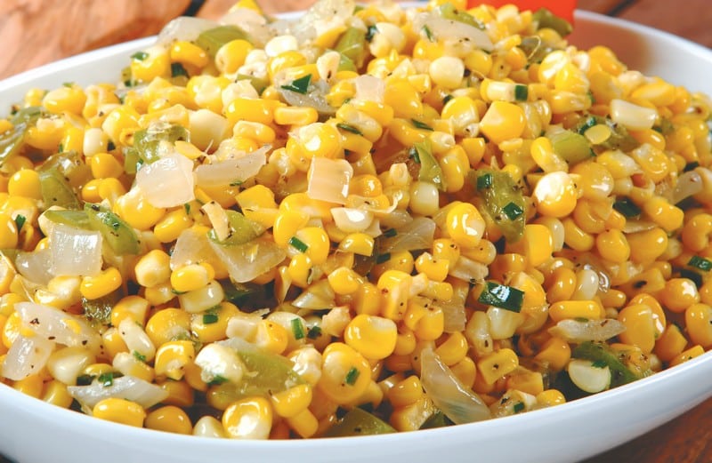 Corn Salsa Close Up in White Bowl Food Picture