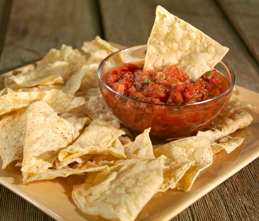 Bowl of Salsa with Tortilla Chips Food Picture