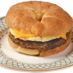 Sausage Egg and Cheese Croissant on a Plate Food Picture