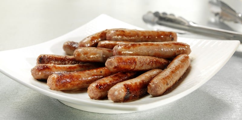 Fresh Cooked Sausage Links on Plate Food Picture