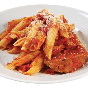 Sausage and Pasta on White Dish Food Picture