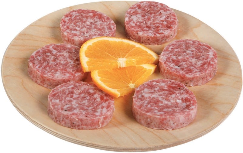 Sausage Patties on Wooden Board Food Picture