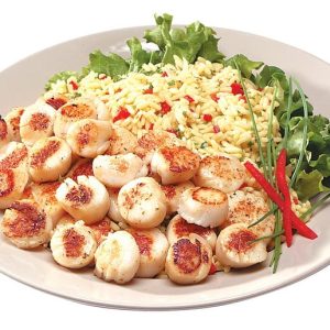 Bay Scallops with Rice and Garnish Food Picture